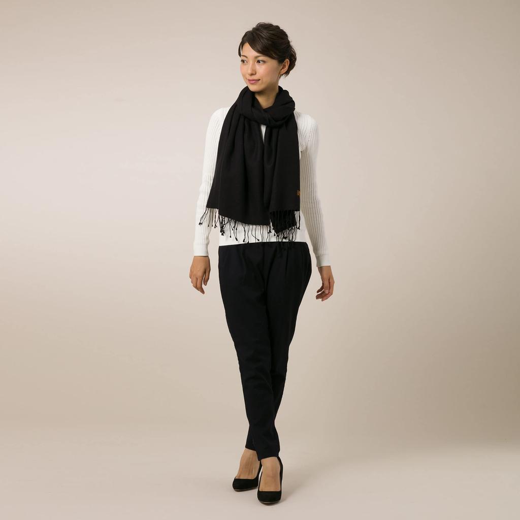 Cashmere and Silk Stole In Black Gift 45x180cm [Pashmina Collection] Box,