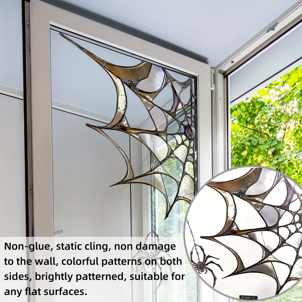 Halloween spider web holiday decoration bedroom windowsill stickers double-sided printing visible electrostatic glass film