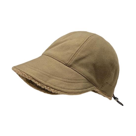 Autumn Winter Fisherman Hat Solid Color Thickened Plush Lining Baseball Hat Cold Weather Thermal Cap Outdoor Headwear