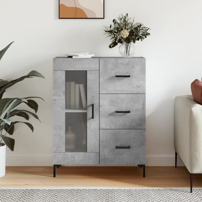 VidaXL Buffet gris béton 69,5x34x90 cm bois d'ingénierie 828048