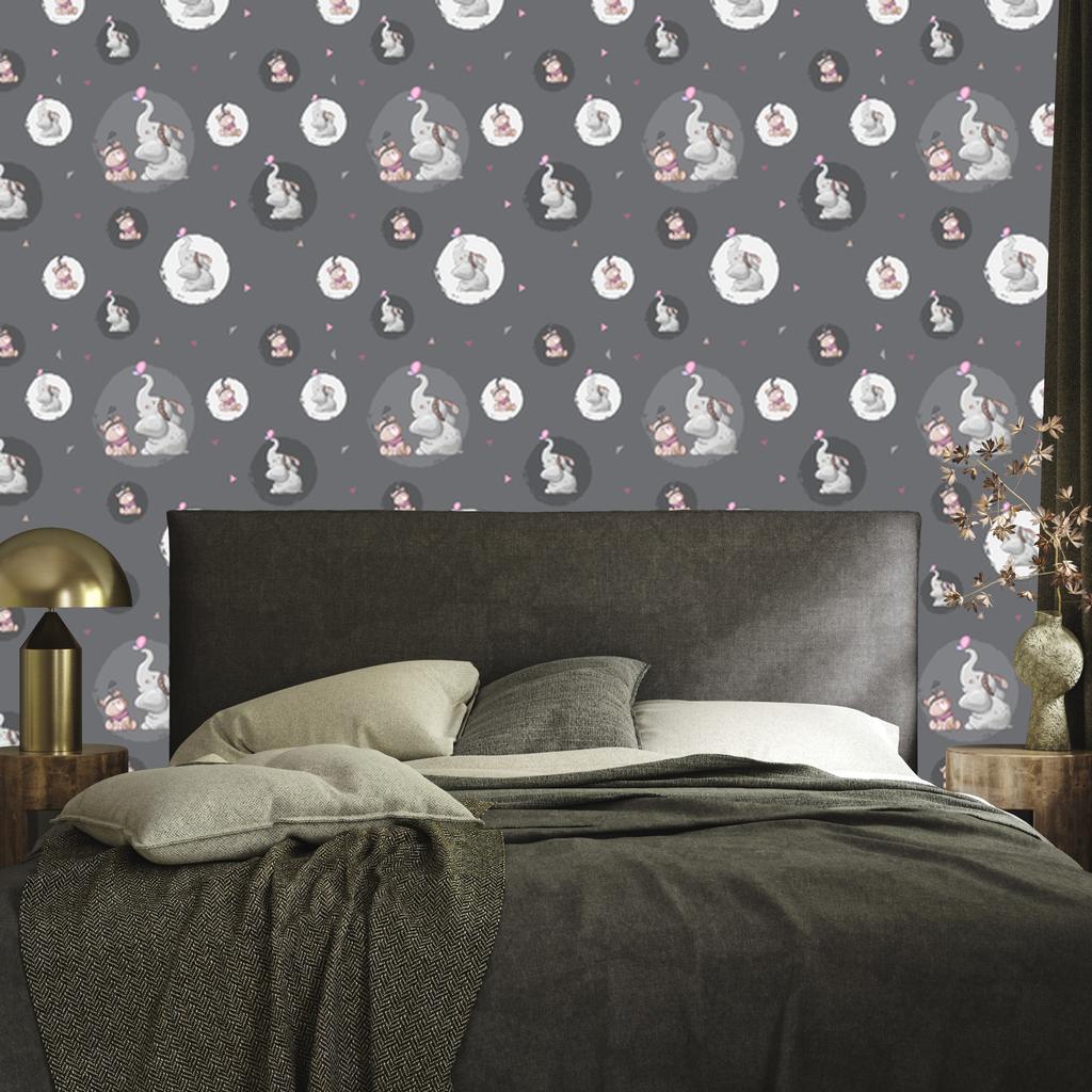 Teddy Bears and Elephants Wallpaper for Living Room and Bedroom 50x1000