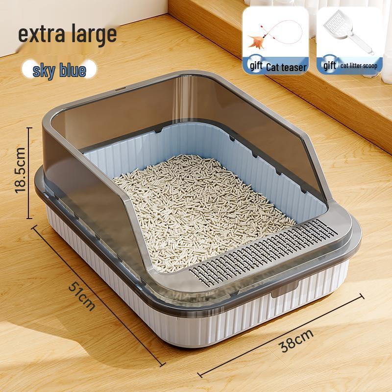 Extra Large Anti-Splash Cat Litter Box: Semi-Enclosed Tray for Large Cats and Kittens