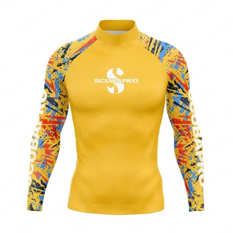 Rash Guard da Uomo Protezione UV Manica Lunga Maglia da Nuoto Surf Subacquea Snorkeling Sport Acquatici Asciugatura Rapida