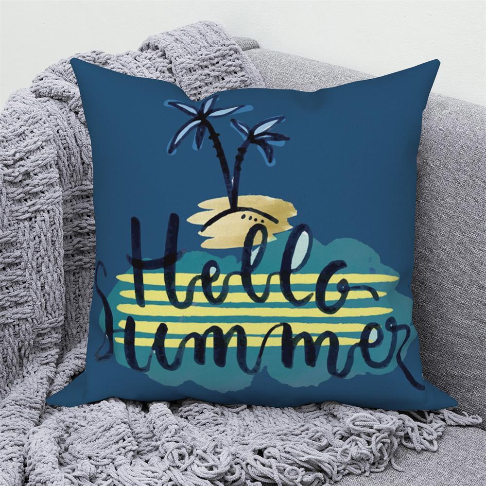 Home Sofa Office Cushion Pillowcase  Summer Vacation Alphabet Printed