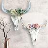 Wall Ornament Beautiful Decorative Resin Succulent/Flower Cow Skull Hanging Pendant for Room