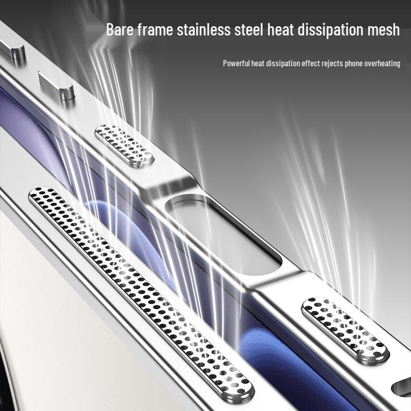 Compatible with OPPO Find X8 Ultra, This Metal Frame Sea Urchin Buckle Heat Dissipation Case Features a Button Contrasting Color Protective Cover.