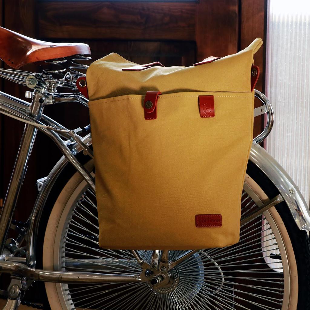 TOURBON Side Bag Bicycle Pannier Bag Rear Bag Road Bike Multifunctional Shoulder Bag Khaki