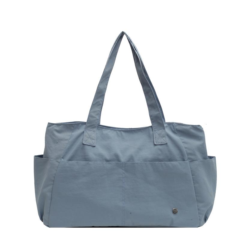 Simple Solid Color Nylon Bag, Lightweight Large Bag, Tote Bag, Female Student Class Shoulder Bag, Handbag, Waterproof.