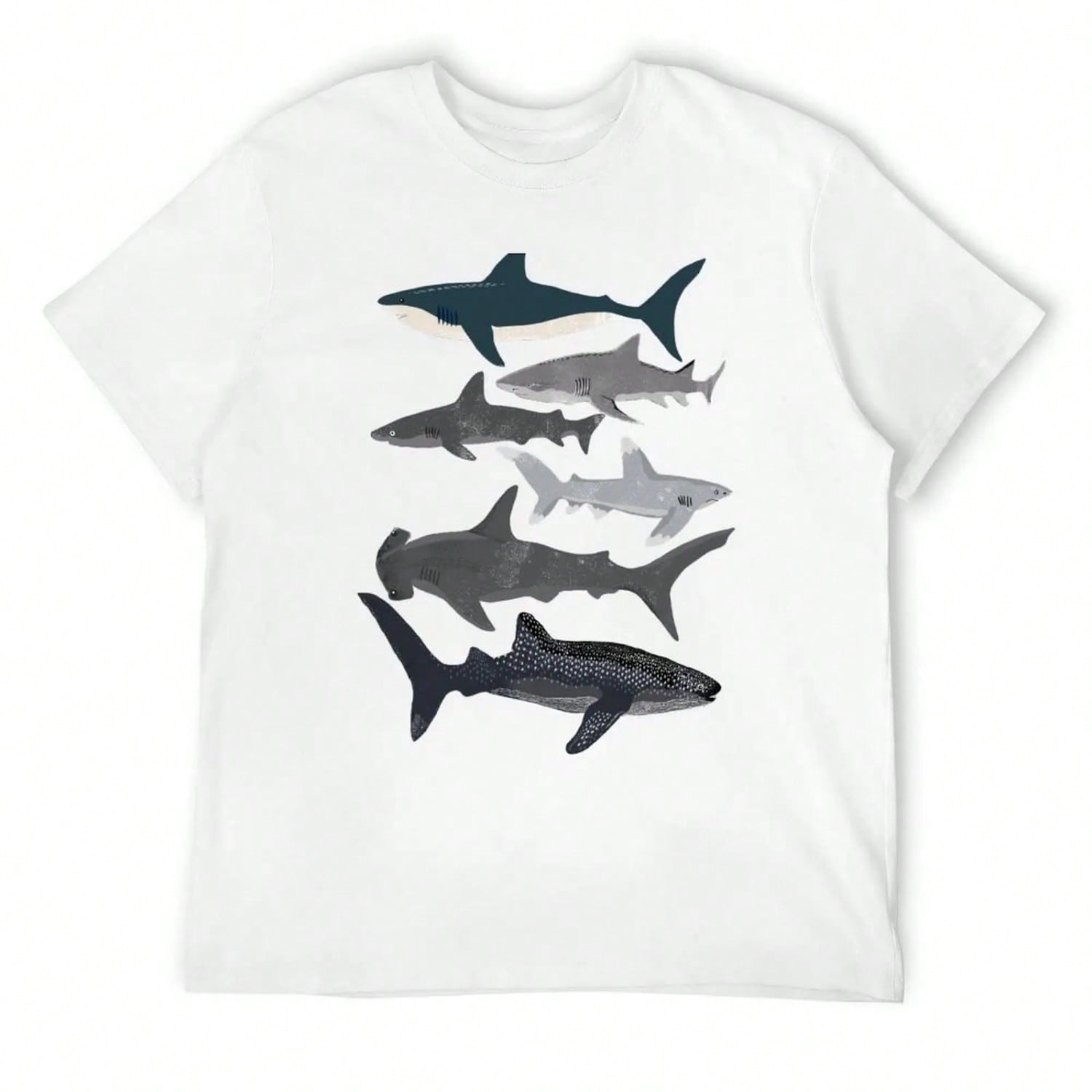 Sharks, Illustration, Art Print ,Ocean Life,Sea Life ,Animal ,Marine Biologist ,Kids ,Boys, Gender Neutral ,Educational  T-Shirt S разноцветный