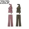 Zbzr Spring New Women Clothes Fashion Asymmetric Polka Dot Top Mid Waist Trumpet Pants 4661165 3067507