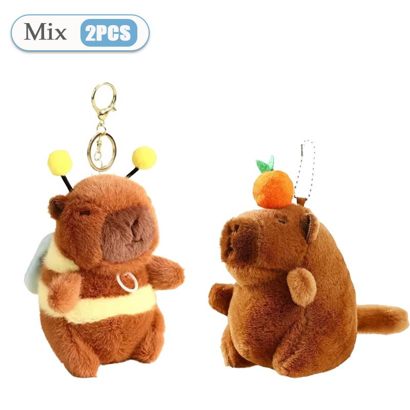 Cute Wagging Tail Capybara Pendant Capybara Drawing Jitterbug Wings Bee Water Dolphin Keychain Plush Doll Bag Hanging Ornaments