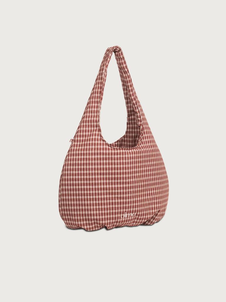 Oimo Check Padded Hobo Bag - Red
