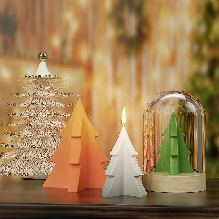Flexible Candle Mould Xmas Pine Tree Molds DIY Cake Decor Home Party Holiday