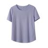 Fat Mm Basic Waffle Simple Short-sleeved T-shirt Women's Spring New Curved Pendulum Thin Top 132069