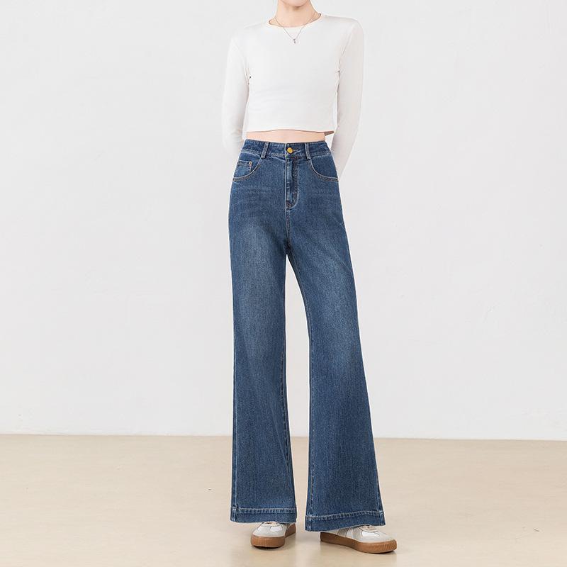 High-waisted straight-leg micro-pull pants for women who do not stick to their legs New comfortable and thin jeans flared pants in spring