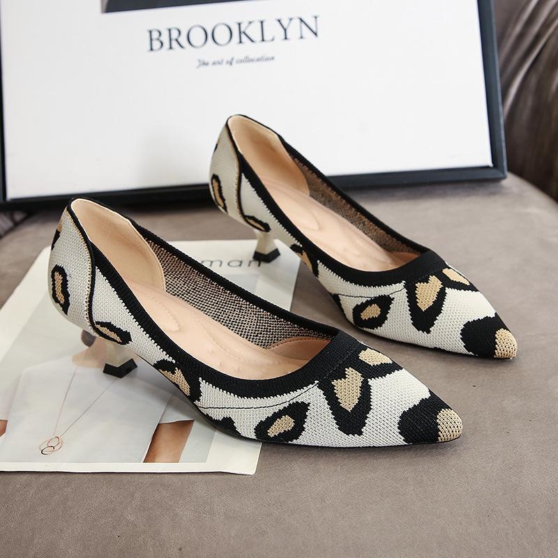 Pointed head shallow mouth single shoes women's autumn new flying woven temperament women's shoes stiletto high heels
