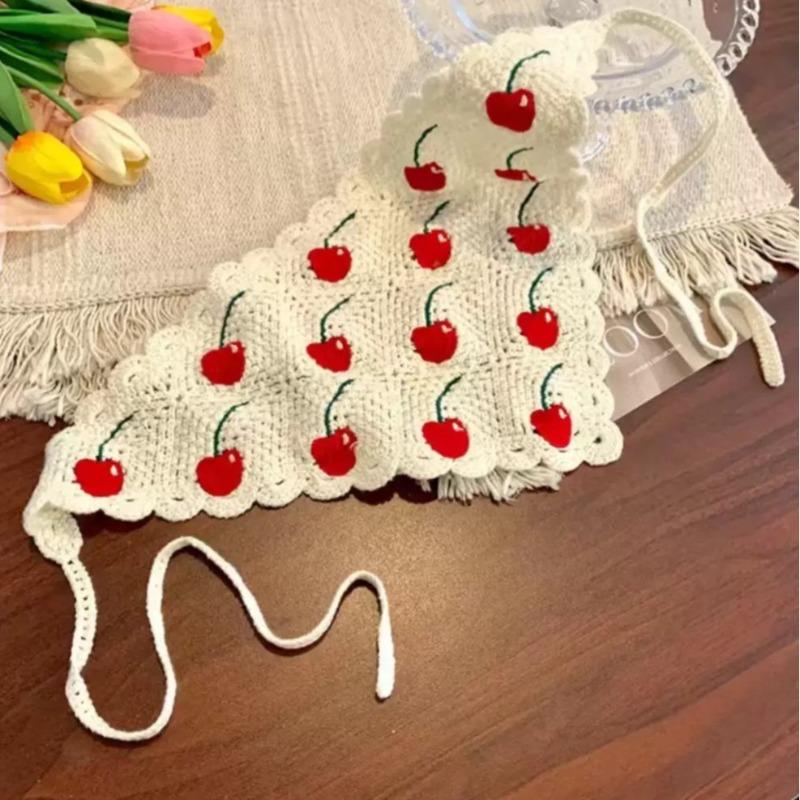 Cherry Triangle Hair Scarf Gilrs Holiday Retro Hair Bands for Women Makeup Styling Bandana Headwarp Headwear Accessories