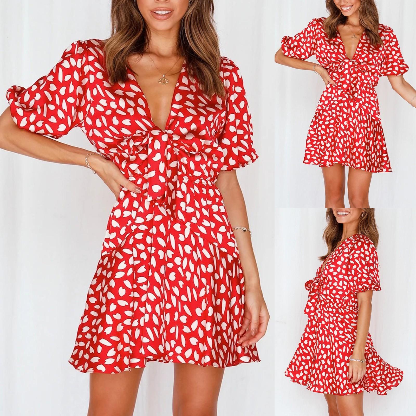 

Модное женское удобное повседневное платье с растрепанными цветами и шнуровкой с короткими рукавами