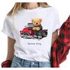 Explosiver Kampfpilot Teddybär Lässiges Kurzarm-T-Shirt Ins Übergroßes T-Shirt Grafik-T-Shirts Oberteile Damenbekleidung