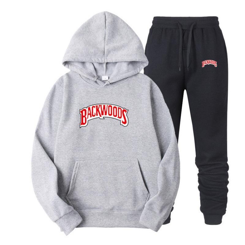 Tide brand sweater set BACKWOODS printed men's and women's fleece hoodie two-piece set