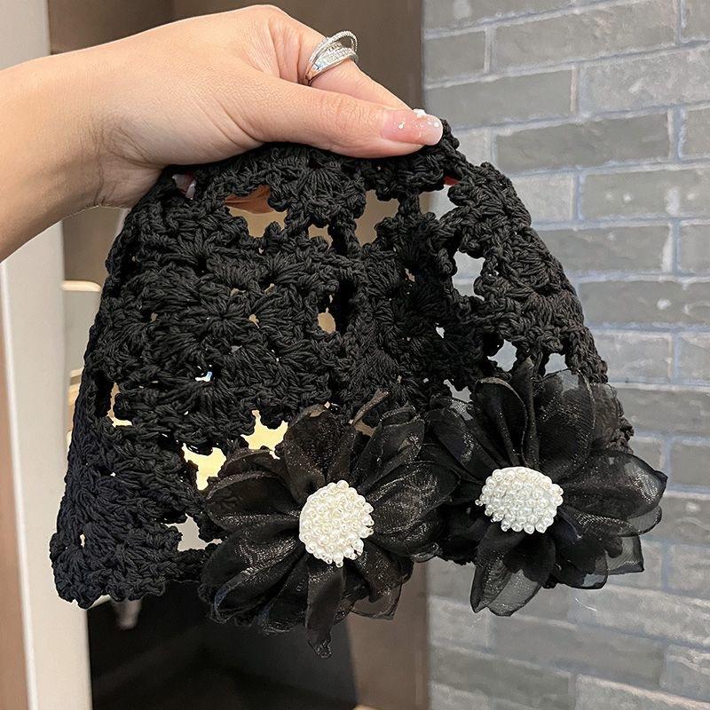Handmade Hats Stacked Thin New Woven Hollow Retro Knitted Literary Bag Head Wool Hat Women