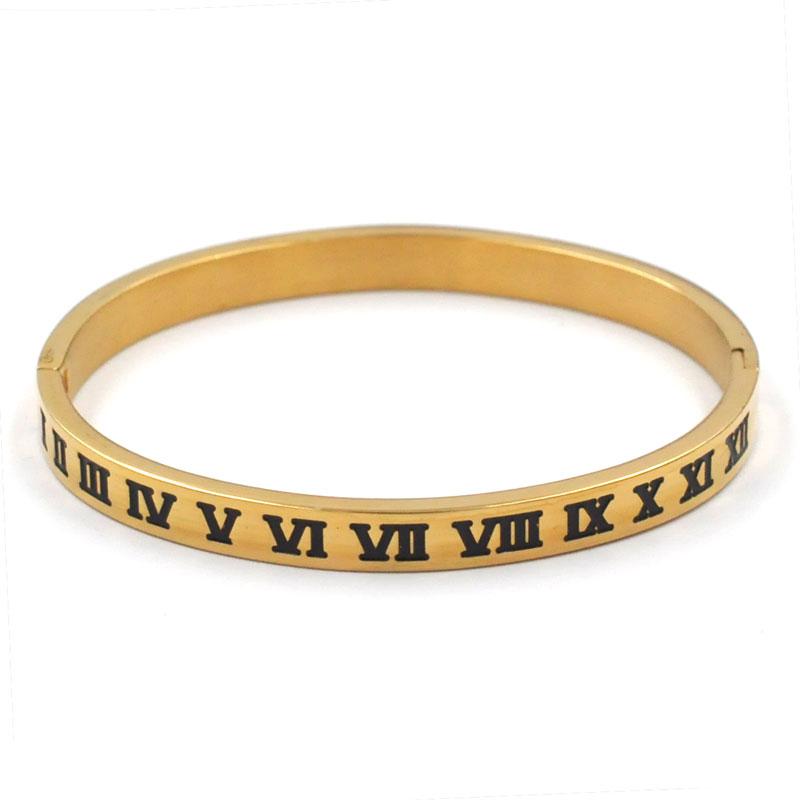 New Brand Luxury Enamel Stainless Steel Roman Numeral Bangles for Women Titanium Steel Jewelry Accessories Lucky Gift