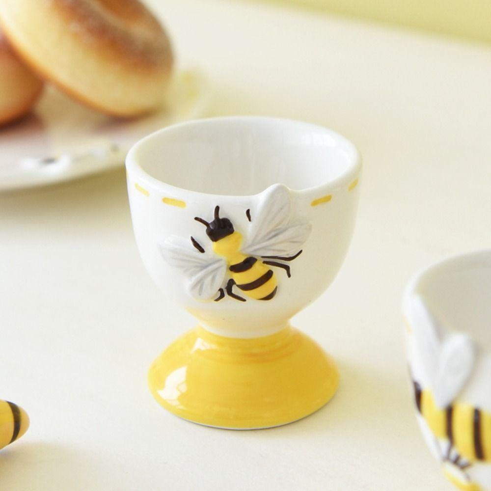 3D Cartoon Egg Cup Ceramic Steamed Egg Cup Funny Egg Holder  Home Decor