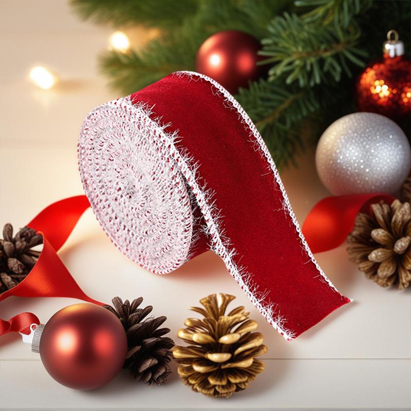 Christmas Hair Bows DIY Fabric Art Decoration Packaging Ribbons Handmade Velvet Ribbon Home Party 2m/Roll