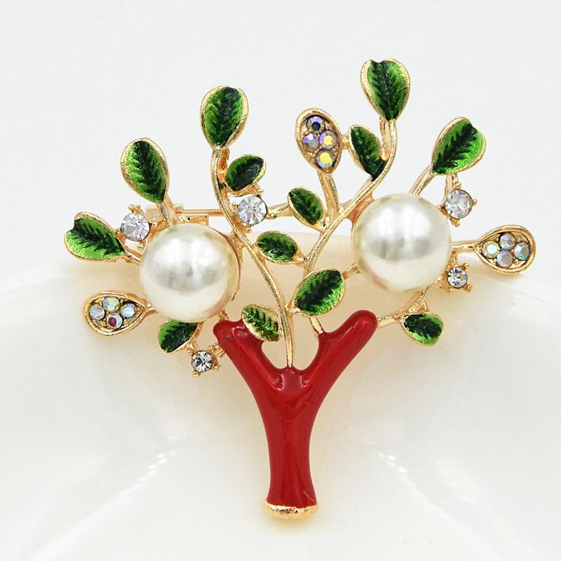 Festive Red Christmas Tree Brooch Pin Other