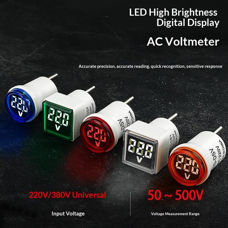 Led Digital Ac Voltmeter Indicator Square Eu Plug Digital Voltmeter 50–500V Voltage Measurement Range