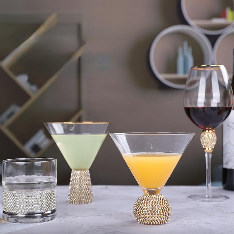 Palast Luxus Westlicher Weinkelch Pokal Gold-Eingelegter Diamant Handgefertigt Cocktail Champagner Weinkrug Weihnachtsgeschenk Rotweinglas
