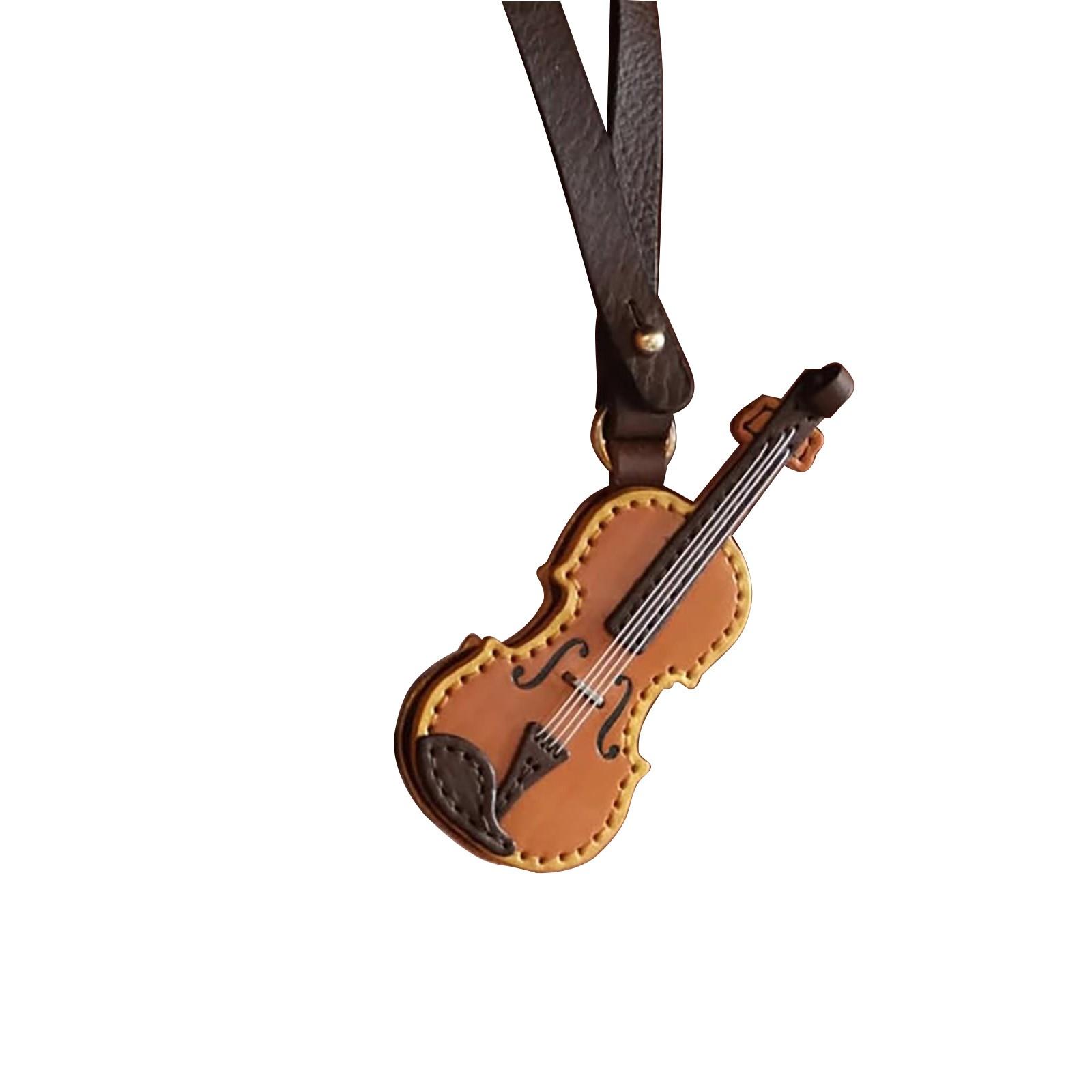 

Брелок для ключей из кожи в виде музыкального инструмента ручной работы, креативный декоративный брелок-подвеска коричневый