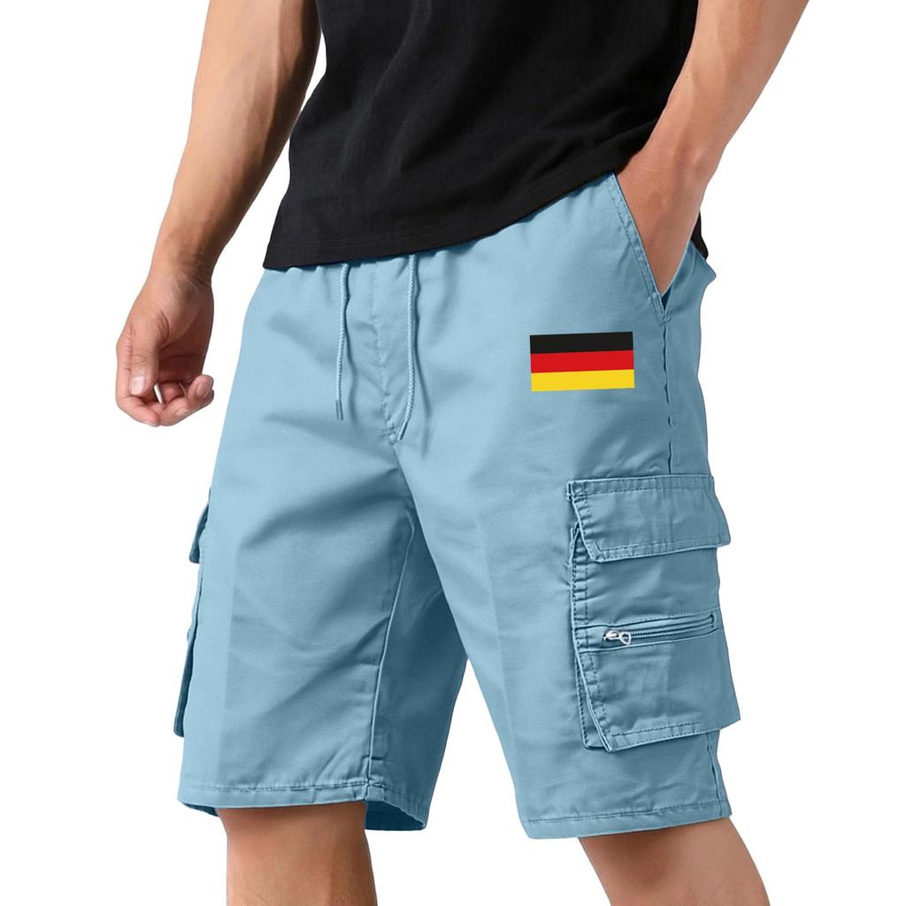 Men's Lightweight Breathable Sports Shorts with Flag Print Casual Athletic Shorts with Elastic Waistband and Cargo Pockets for Outdoor Activities