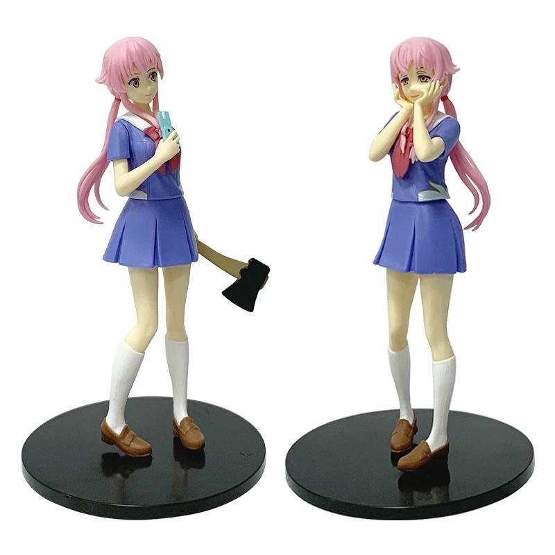 17cm With Box Anime Future Diary Mirai Nikki Gasai Yuno Anime Uniform Dress Standing Posture Action Figure Model Toy Thanksgivin