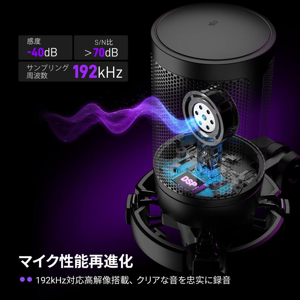 FIFINE USB Condenser Microphone with RGB Lighting, Cardioid Polar Pattern, Plug & Play, PC/PlayStation Microphone, USB-C to A Cable Included, One-Touc