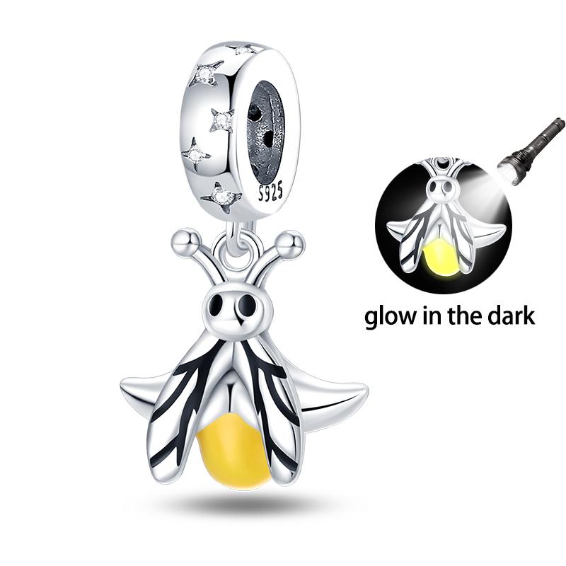 Copper Glow-In-The-Dark Firefly Butterfly Deer Charms Beads Pendants Fit Qikaola Original Bracelets Diy Birthday Jewelry