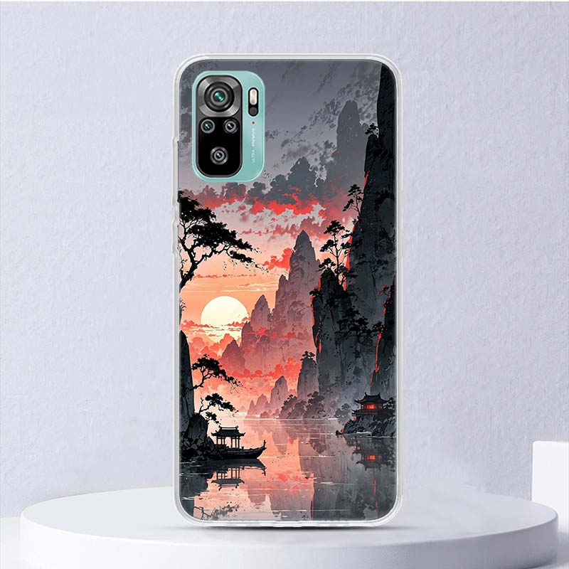Chinese Style ink Painting Art Soft Case For Xiaomi Redmi Note 14 14S 13 12S 11S 10S 12 11 10 Phone Cover 11T 11E Pro Plus 9 9S
