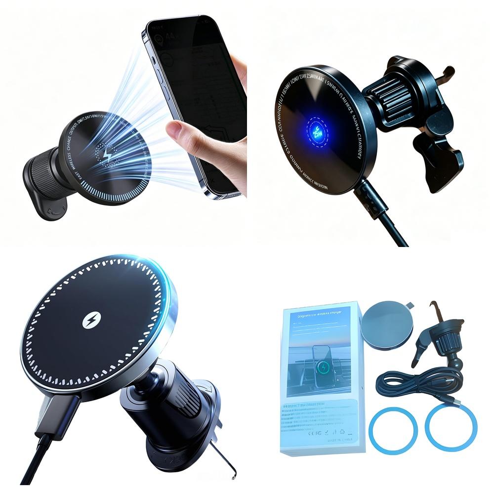 Stable 15W 25W Magnetic Air Vent Phone Mount Holder Fast Wireless Charger for Device Protection Featuring for iPhone Samsung