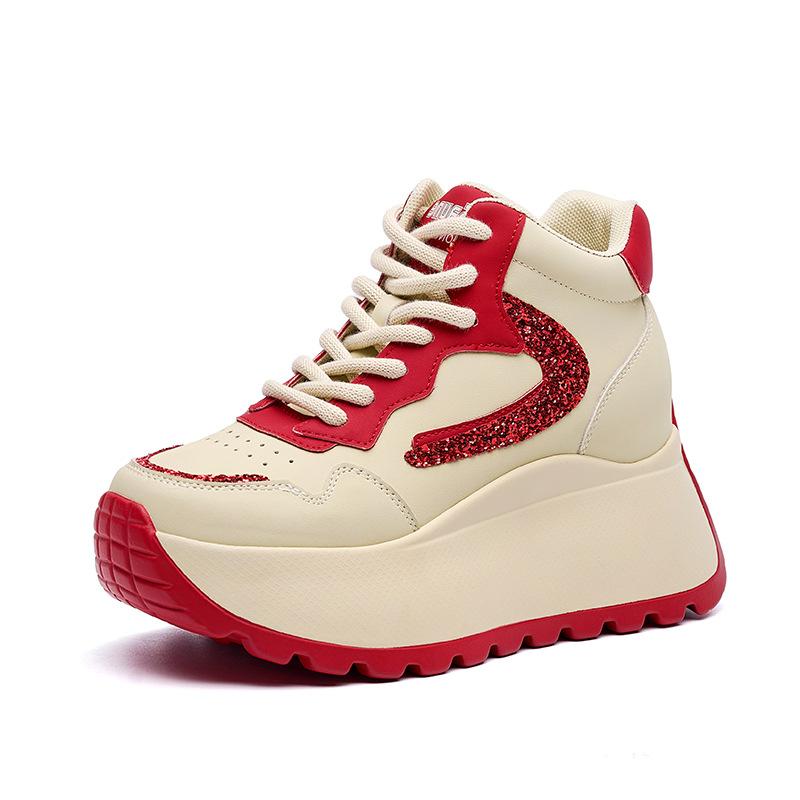 Autumn Genuine Leather Dad Shoes Casual Shoes for Women Forrest Gump Thick Sole Versatile Height-enhancing Retro Women's Shoes