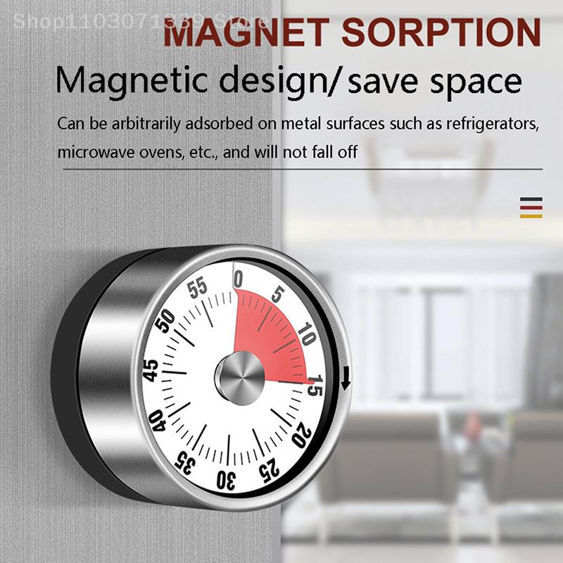 1Pcs Stainless Steel Visual Timer Mechanical Kitchen Timer 60-Minutes Clock Timer With Loud Alarm Magnetic Clock Timer