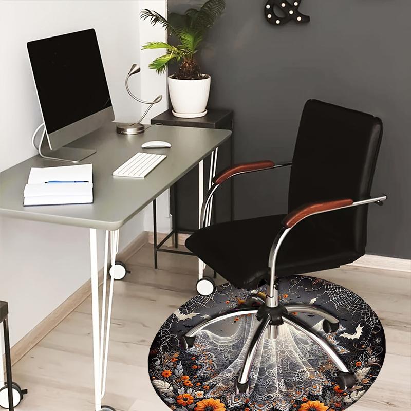 

1pc Office Carpet Chair Mats Halloween Ghost with Orange Flowers Perfect for Decorating Office Chairs, Living Rooms, Or Bedrooms.YDT148 80cm by 80cm