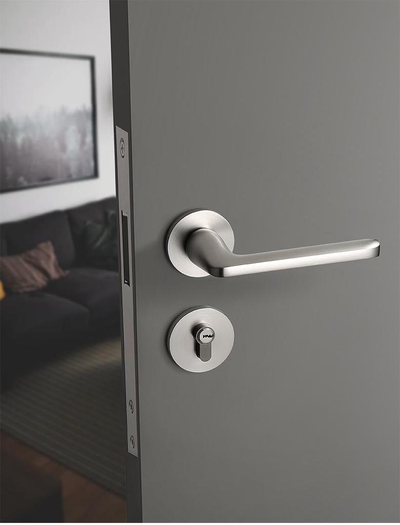 BAGB Magnetic Silent Nickel-Brushed Indoor Door Handle for Bedrooms