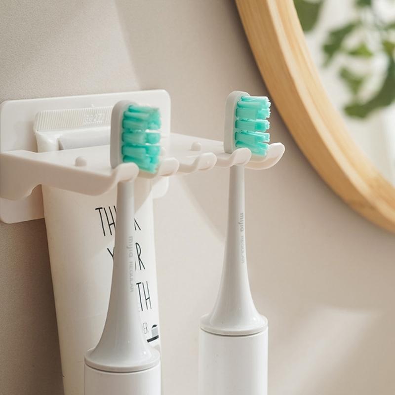 Toothbrush Holder Wall Mount Mobile Phone Shelf for Bathroom Organization Multipurpose Toothbrush Shelf Rack 4Slot