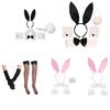 Sexy Bunny Ears Hairband Bowtie Cuffs Rabbit Tail Gloves Anime Cosplay Costume