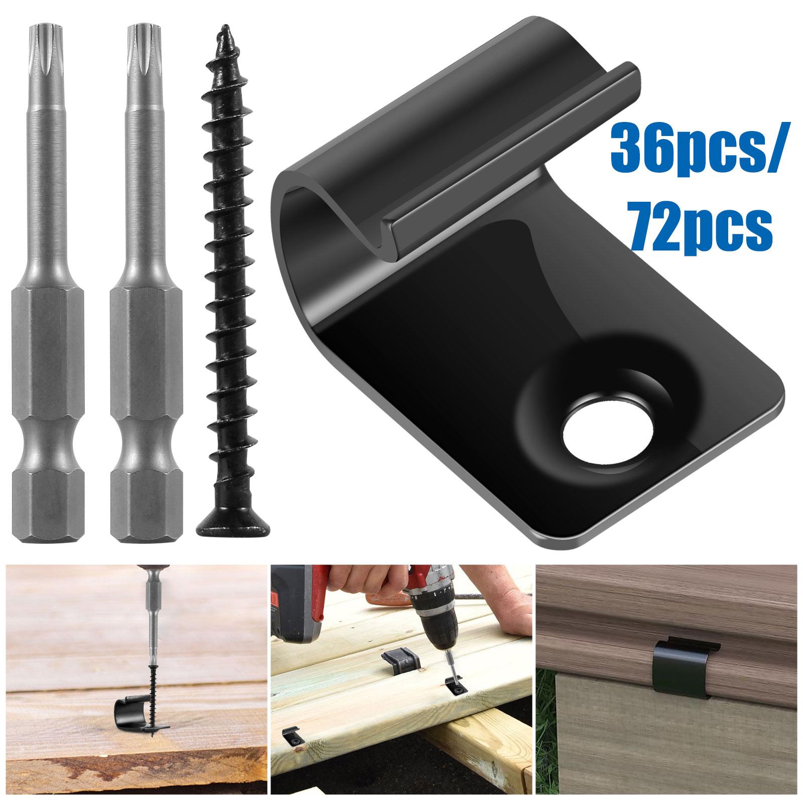 

36/72 шт. Композитний затискач для терасної дошки Зовнішні універсальні кріплення для підлогового покриття Меблеві аксесуари Легкозбирані Стартові затискачі з нержавіючої сталі silver 36 piece set