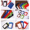 Suport insignă de identitate 2-în-1 cu șnur Fereastră transparentă 5 sloturi pentru carduri din piele artificială Culoare uni Husă multifuncțională pentru cărți de identitate pentru angajați Fermoar Portofel pentru monede