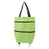 Einkaufswagen Faltbare Tasche Große Kapazität Reißverschluss Design Oxford Tuch mit Rad für Camping Grün