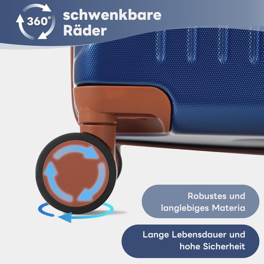 Gepäckset 4-teilig Hartschalen (S/M/L/XL) Teleskopgriff 360°-Rollen TSA-Schloss L/XL erweiterbar ABS Antik Blau
