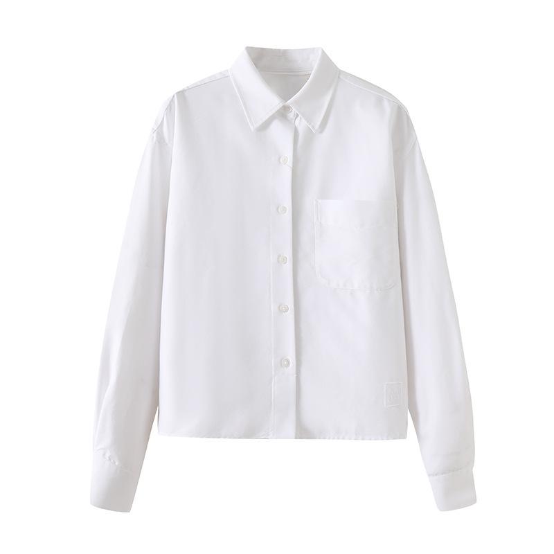 1116 Spring Women's Solid Color Versatile Oxford Spinning Casual Shirt Long Sleeve Bottom Shirt 171718 177681