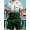 Conjunto casual de verano para hombre de 2 piezas con camiseta de manga corta y pantalones cortos